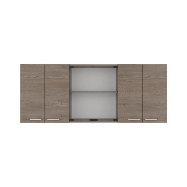 English Elm Verona Glass Door Wall Cabinet with Dish Rack Warm Finish for Kitchen Pantry Ivory B128P576371