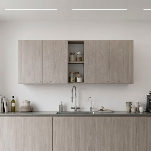 English Elm Verona Glass Door Wall Cabinet with Dish Rack Warm Finish for Kitchen Pantry Walnut B128P576374