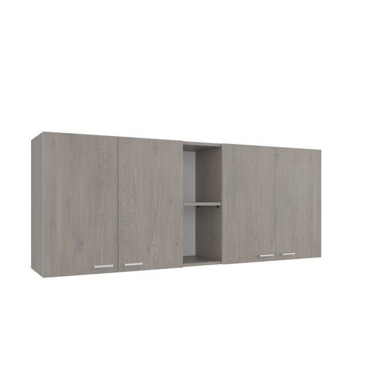 English Elm Verona Glass Door Wall Cabinet with Dish Rack Warm Finish for Kitchen Pantry Walnut B128P576374