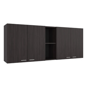 English Elm Milano Walnut Wall Cabinet with Open Shelves and Built in Dish Rack for Kitchens B128P576376