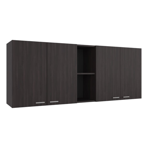 English Elm Milano Walnut Wall Cabinet with Open Shelves and Built in Dish Rack for Kitchens B128P576376