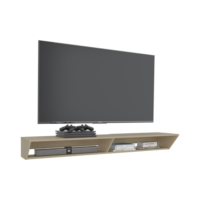 English Elm Nashville Wall Mounted Media Console with Open Shelving for Living Room Spaces B128P588404
