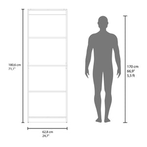 English Elm Bear Tall Four Shelf Bookcase Two Tone Wenge Finish Slim Modern Display Unit B128P588406