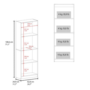 English Elm Bear Tall Four Shelf Bookcase Two Tone Wenge Finish Slim Modern Display Unit B128P588406