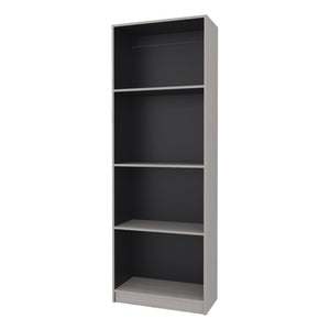 English Elm Bear Tall Four Shelf Bookcase Two Tone Wenge Finish Slim Modern Display Unit B128P588406