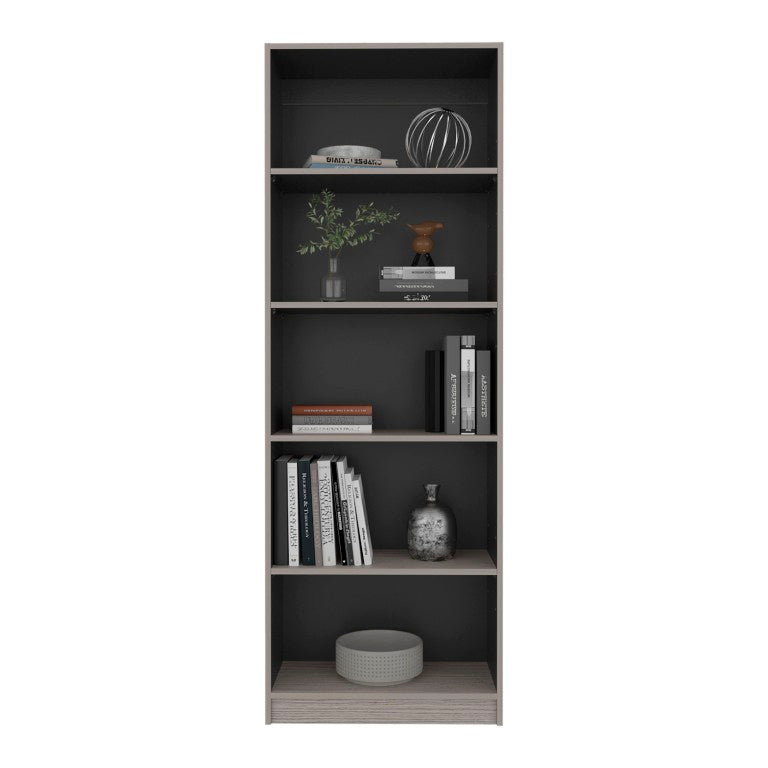 English Elm Dam Five Shelf Tall Bookcase Two Tone Wenge Finish for Office or Living Room B128P588407