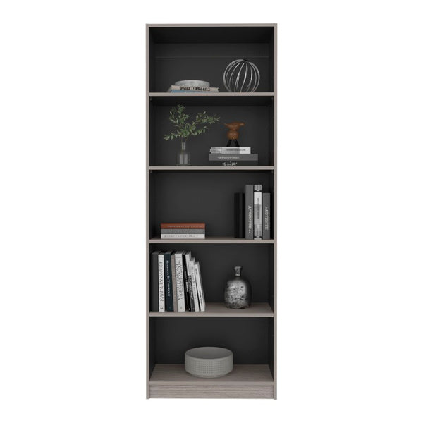 English Elm Dam Five Shelf Tall Bookcase Two Tone Wenge Finish for Office or Living Room B128P588407