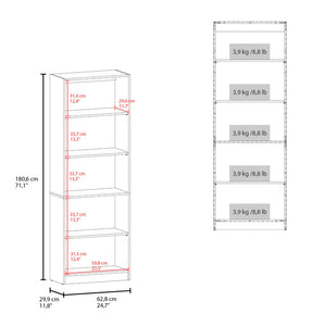English Elm Dam Five Shelf Tall Bookcase Two Tone Wenge Finish for Office or Living Room B128P588407