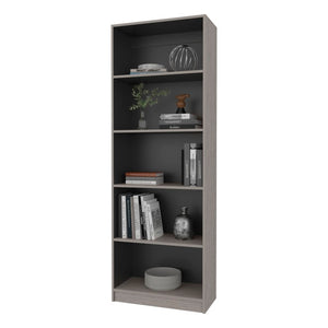 English Elm Dam Five Shelf Tall Bookcase Two Tone Wenge Finish for Office or Living Room B128P588407