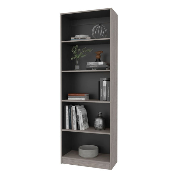 English Elm Dam Five Shelf Tall Bookcase Two Tone Wenge Finish for Office or Living Room B128P588407