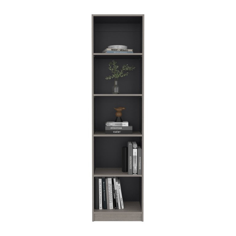 English Elm Beaver Five Shelf Tall Bookcase Wenge Two Tone Finish for Living Room or Office 11.8 L x 17.8 W x 71.1 H B128P588408