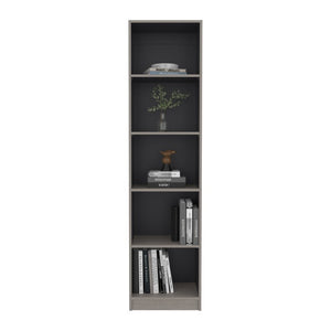 English Elm Beaver Five Shelf Tall Bookcase Wenge Two Tone Finish for Living Room or Office 11.8 L x 17.8 W x 71.1 H B128P588408