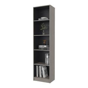 English Elm Beaver Five Shelf Tall Bookcase Wenge Two Tone Finish for Living Room or Office 11.8 L x 17.8 W x 71.1 H B128P588408