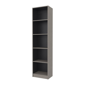 English Elm Beaver Five Shelf Tall Bookcase Wenge Two Tone Finish for Living Room or Office 11.8 L x 17.8 W x 71.1 H B128P588408