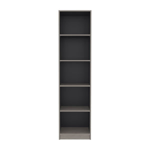 English Elm Beaver Five Shelf Tall Bookcase Wenge Two Tone Finish for Living Room or Office 11.8 L x 17.8 W x 71.1 H B128P588408