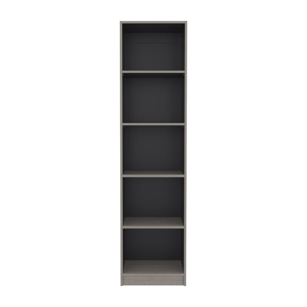 English Elm Beaver Five Shelf Tall Bookcase Wenge Two Tone Finish for Living Room or Office 11.8 L x 17.8 W x 71.1 H B128P588408