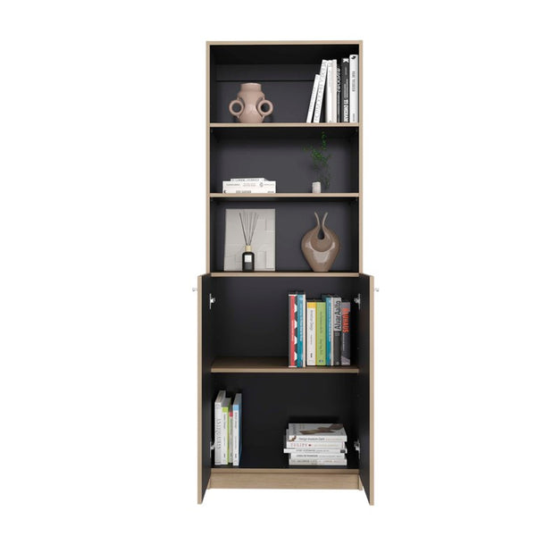 English Elm Beaver Five Shelf Tall Bookcase Wenge Two Tone Finish for Living Room or Office 12.4 L x 24.8 W x 71.1 H B128P588409