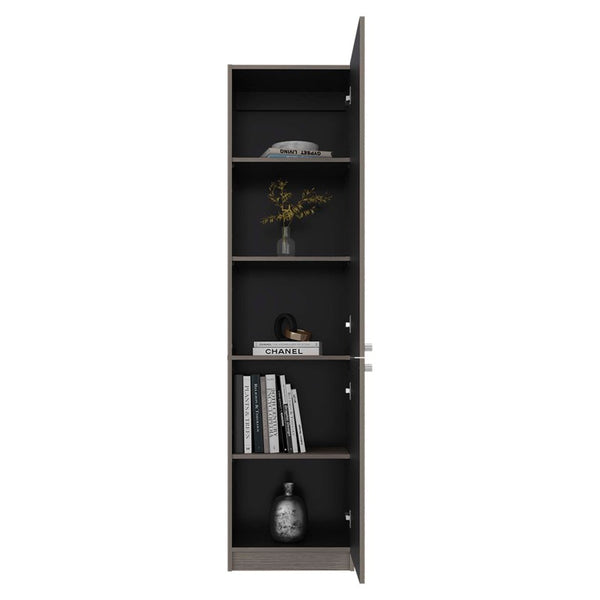 English Elm Kudai Five Shelf Slim Storage Cabinet Modern Two Tone Finish for Home Office B128P588411