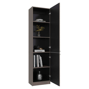 English Elm Kudai Five Shelf Slim Storage Cabinet Modern Two Tone Finish for Home Office B128P588411