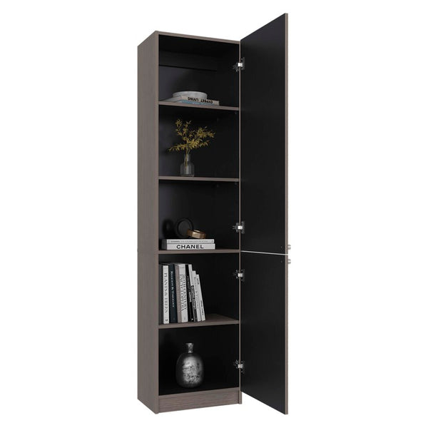 English Elm Kudai Five Shelf Slim Storage Cabinet Modern Two Tone Finish for Home Office B128P588411