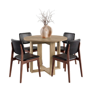 English Elm Hudson Pedestal Round Dining Table Natural Oak Finish Seats Four Modern Nook B128P611018
