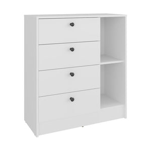 English Elm Carter Four Drawer Bedside Nightstand with Open Shelving for Modern Bedroom Storage White B128P611022