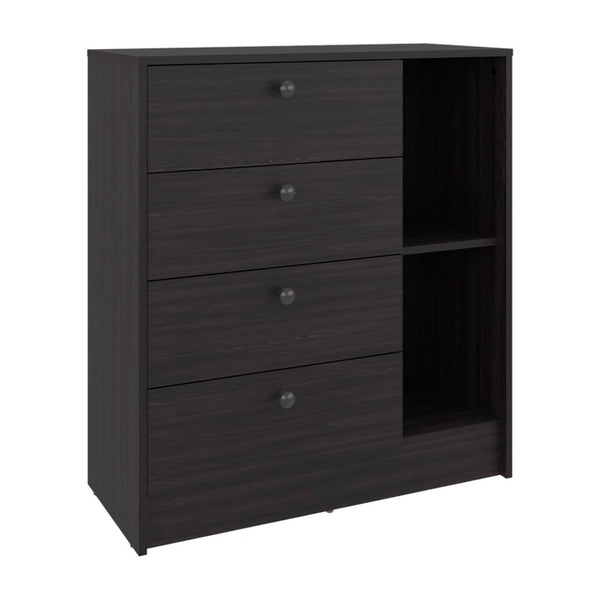 English Elm Carter Four Drawer Bedside Nightstand with Open Shelving for Modern Bedroom Storage Wenge B128P611023
