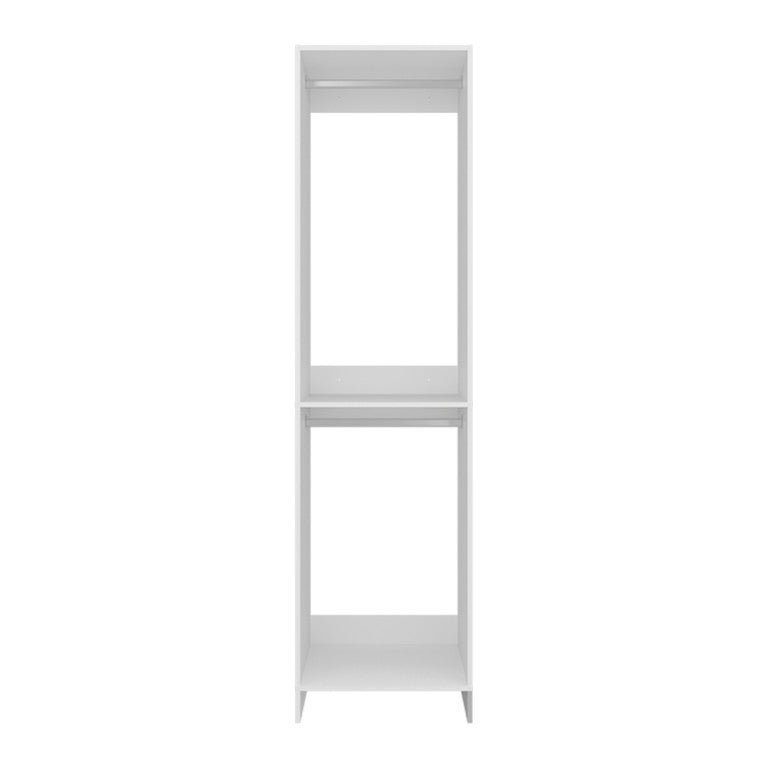 English Elm Napa Freestanding Wardrobe Organizer with Dual Hanging Rods and Open Shelving White B128P611026