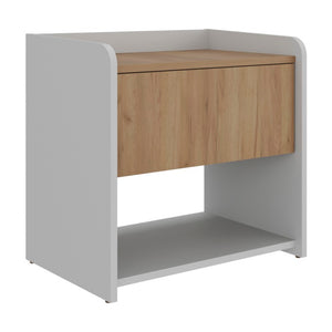 English Elm Portland Two-Tone Oak and White Nightstand with Drawer Open Shelf Bedroom Storage B128P611030
