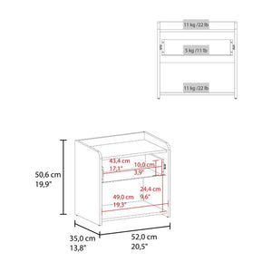 English Elm Portland Two-Tone Oak and White Nightstand with Drawer Open Shelf Bedroom Storage B128P611030