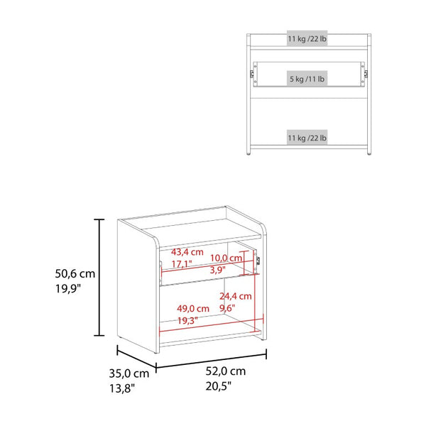 English Elm Portland Two-Tone Oak and White Nightstand with Drawer Open Shelf Bedroom Storage B128P611030