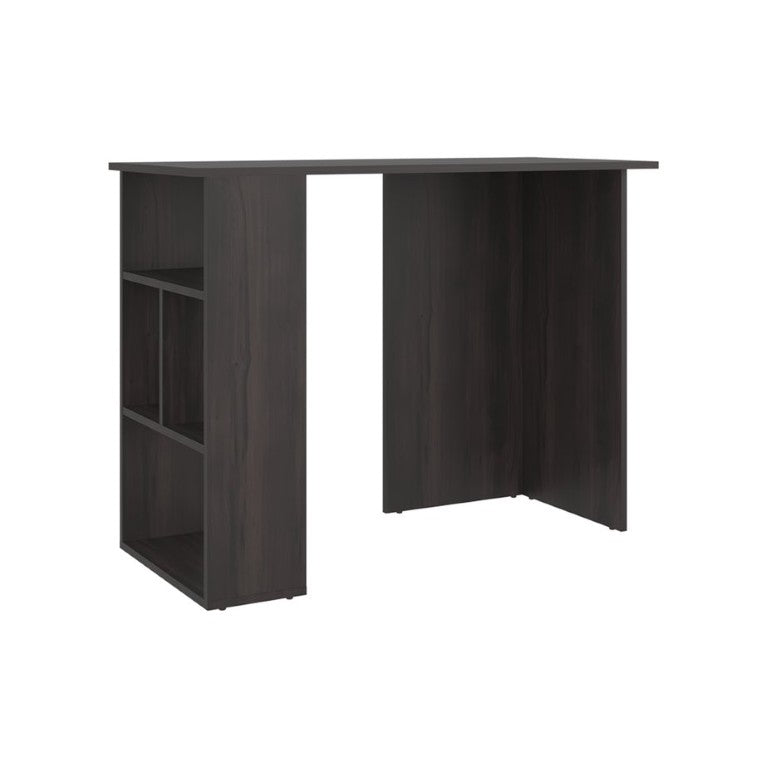 English Elm Boulder Compact Writing Desk with Integrated Bookcase Shelves in Warm Walnut Finish B128P611036