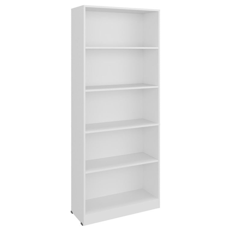 English Elm Mason Five Shelf Tall Bookcase Slim White Modern Design for Living Room or Office White B128P611042