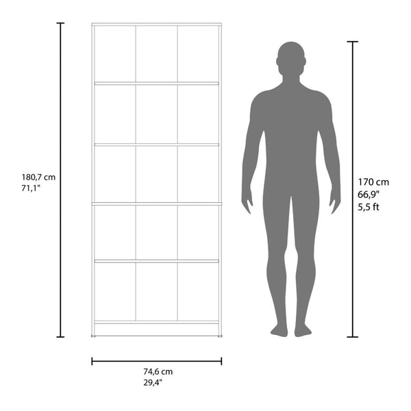 English Elm Mason Five Shelf Tall Bookcase Slim White Modern Design for Living Room or Office White B128P611042