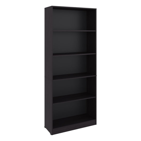 English Elm Mason Five Shelf Tall Bookcase Slim White Modern Design for Living Room or Office Wenge B128P611043