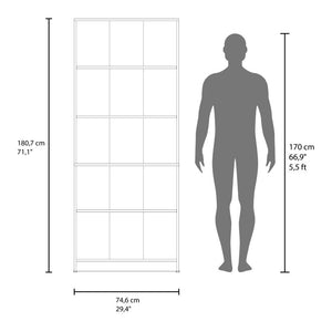 English Elm Mason Five Shelf Tall Bookcase Slim White Modern Design for Living Room or Office Wenge B128P611043