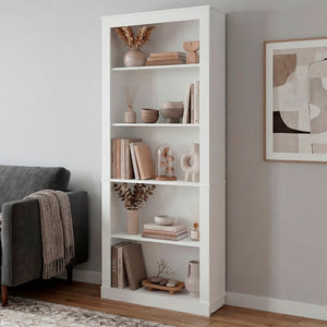 English Elm Nashville Five Shelf Tall Slim White Engineered Wood Bookcase for Home Office B128P611044
