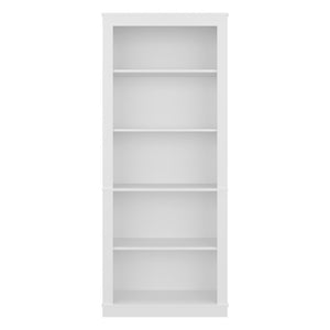 English Elm Nashville Five Shelf Tall Slim White Engineered Wood Bookcase for Home Office B128P611044
