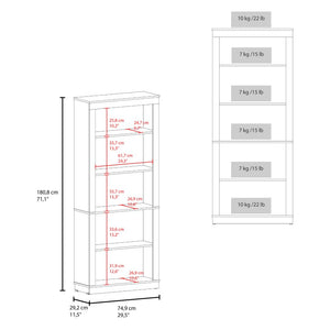 English Elm Nashville Five Shelf Tall Slim White Engineered Wood Bookcase for Home Office B128P611044