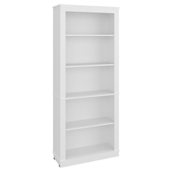 English Elm Nashville Five Shelf Tall Slim White Engineered Wood Bookcase for Home Office B128P611044