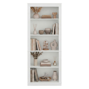 English Elm Nashville Five Shelf Tall Slim White Engineered Wood Bookcase for Home Office B128P611044