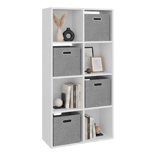 English Elm Seattle 8 Cube Bookcase Geometric Grid Shelving Unit for Home Office or Living Room B128P611048