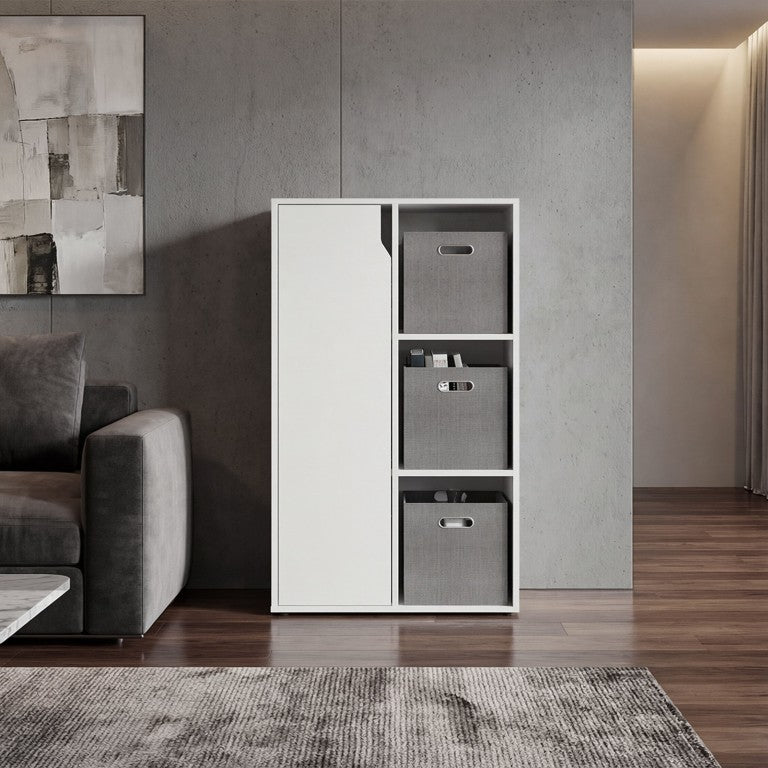 English Elm Fairview Cube Bookcase Open Shelves and Enclosed Cabinets for Modern Home Office B128P611052