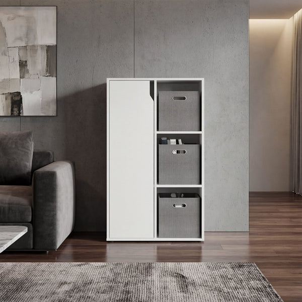 English Elm Fairview Cube Bookcase Open Shelves and Enclosed Cabinets for Modern Home Office B128P611052