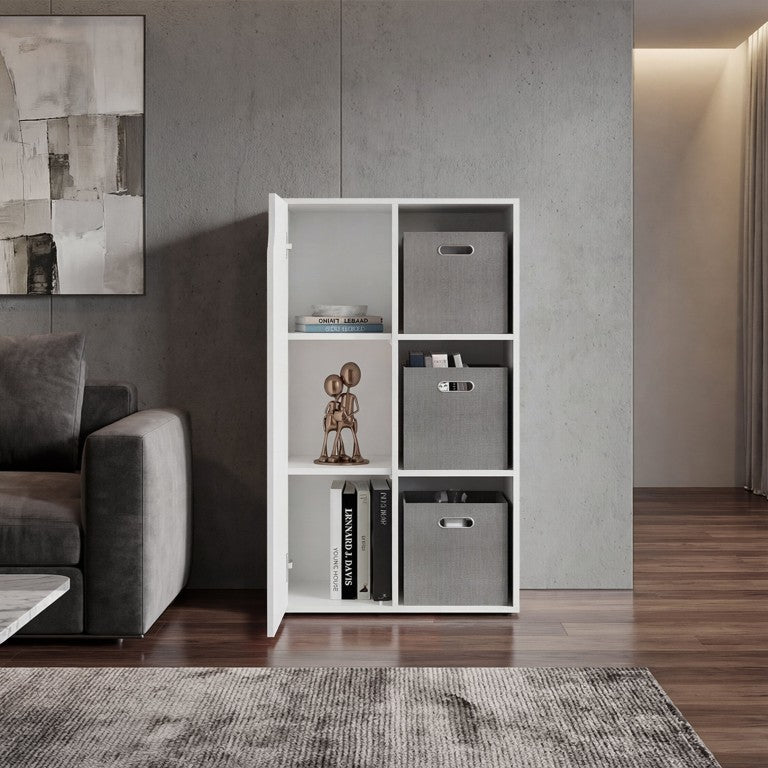 English Elm Fairview Cube Bookcase Open Shelves and Enclosed Cabinets for Modern Home Office B128P611052