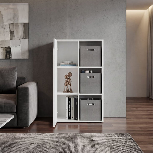 English Elm Fairview Cube Bookcase Open Shelves and Enclosed Cabinets for Modern Home Office B128P611052