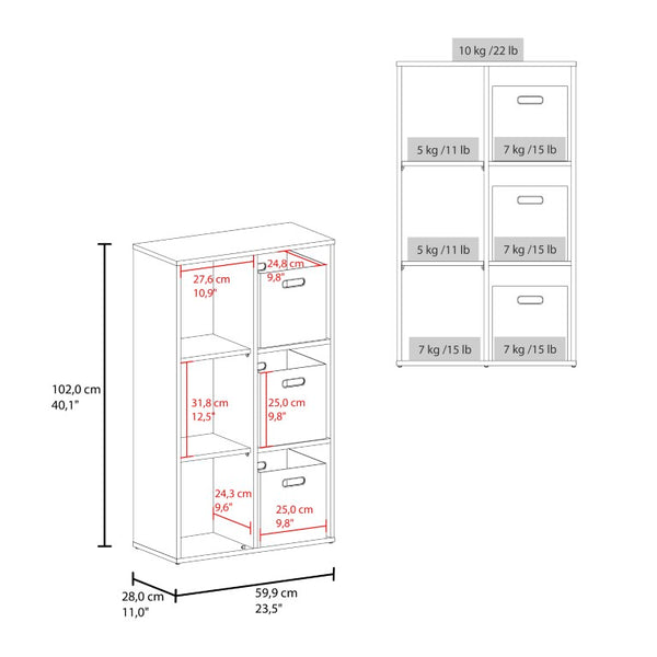 English Elm Fairview Cube Bookcase Open Shelves and Enclosed Cabinets for Modern Home Office B128P611052