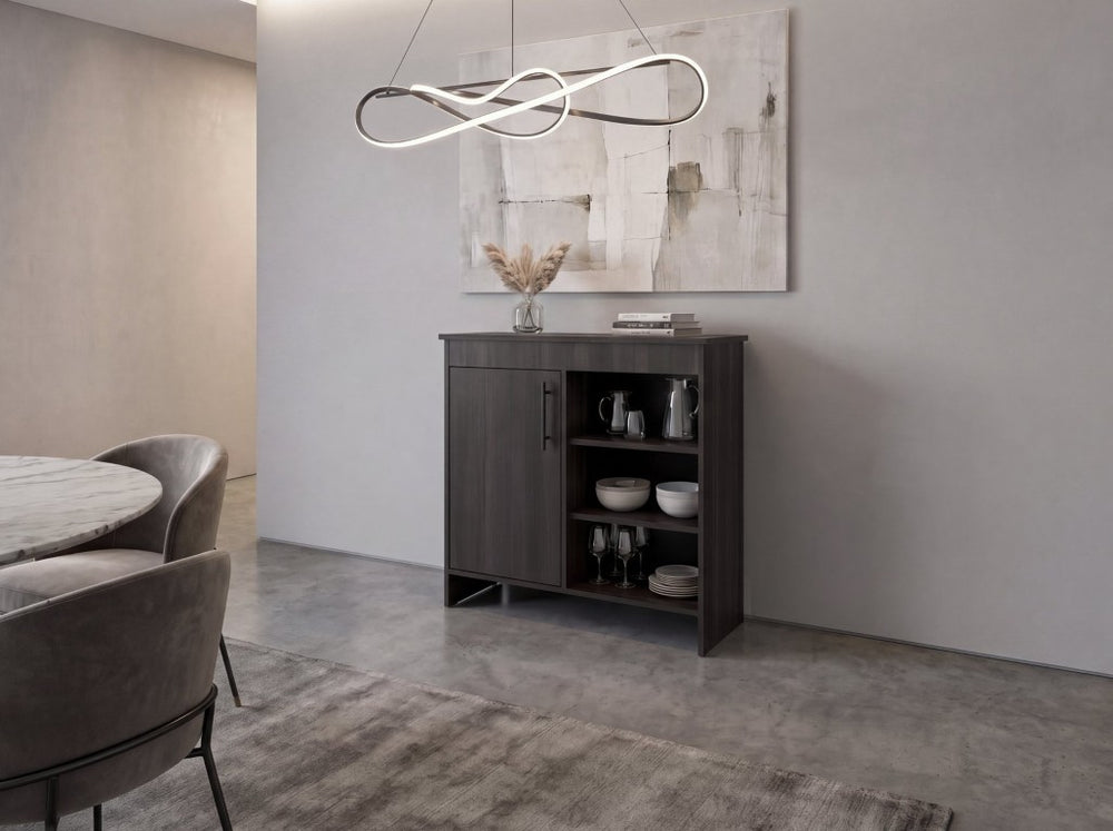 English Elm Westfield Modern Buffet Sideboard with Concealed Shelves for Dining and Living Rooms B128P611054