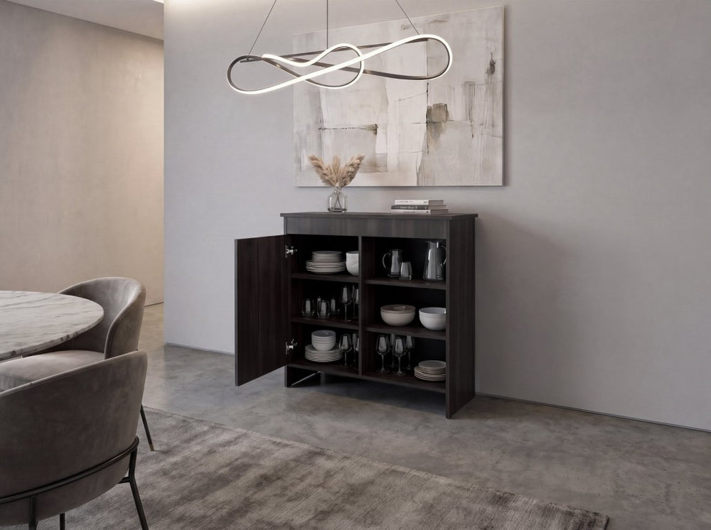 English Elm Westfield Modern Buffet Sideboard with Concealed Shelves for Dining and Living Rooms B128P611054