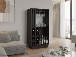 English Elm Ashford Tall Bar Cabinet with Stemware Rack and Bottle Storage for Modern Home B128P611056